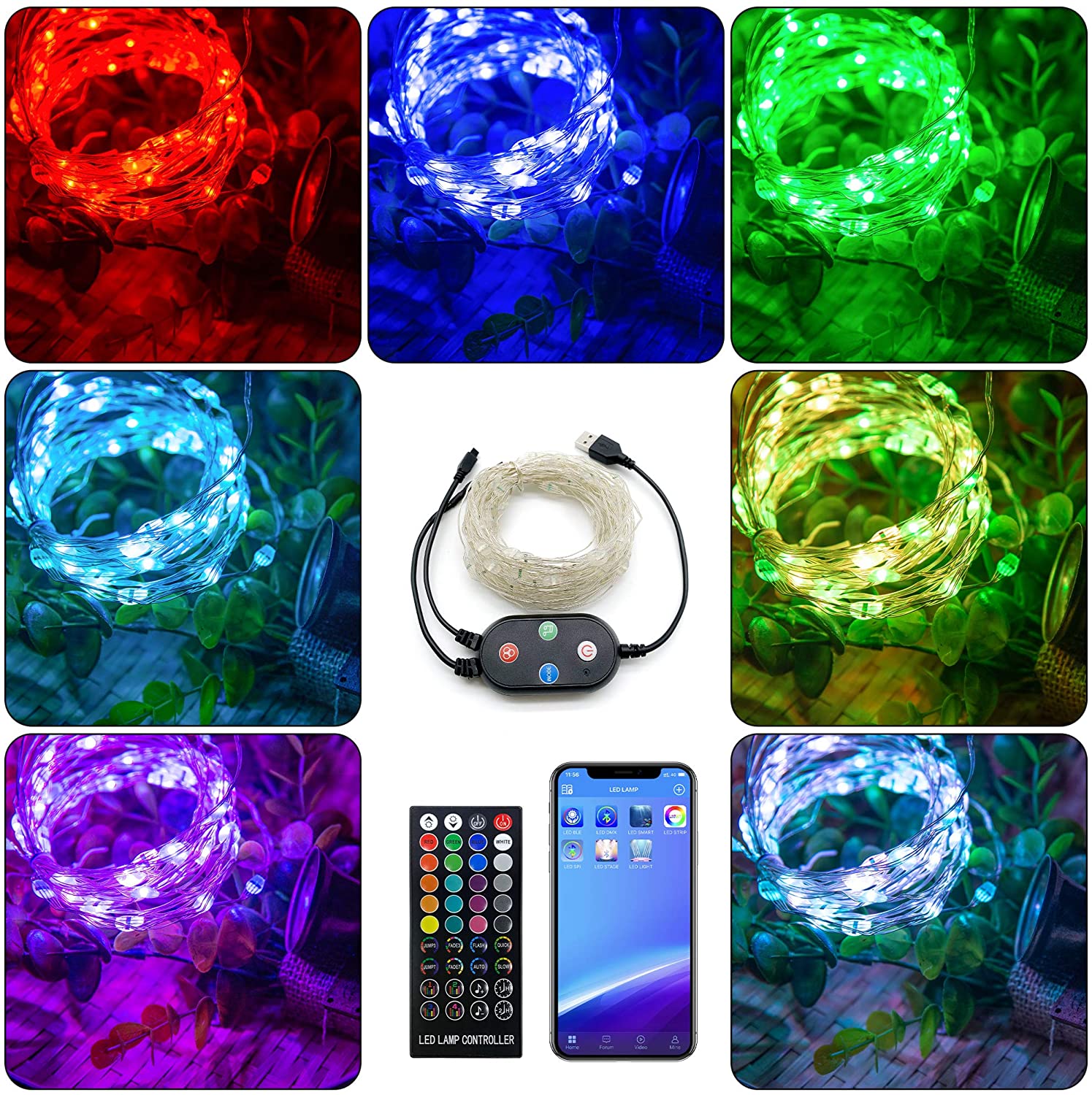 Smart Led String Lights Bluetooth App Intelligente Controle Kerst Licht Fairy Guirlande Sync 20M Woondecoratie Lightig