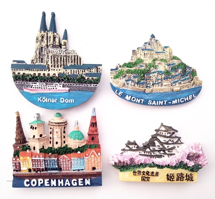 fridge magnet Copenhagen France Japan building souvenir art crafts resion decoration magnet sticker stereo paste