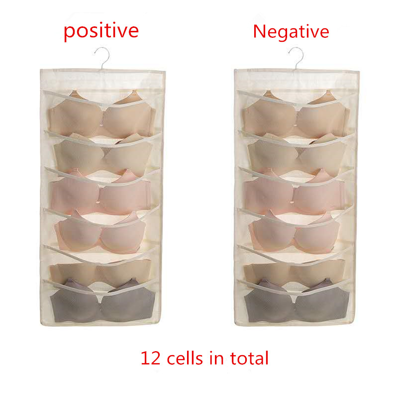 1PC Underwear Organizer Multifunction Underwear Storage Hanger Bra Underwear Storage Bag Dock Tie Hanger Clothing Storage Bag: small beige