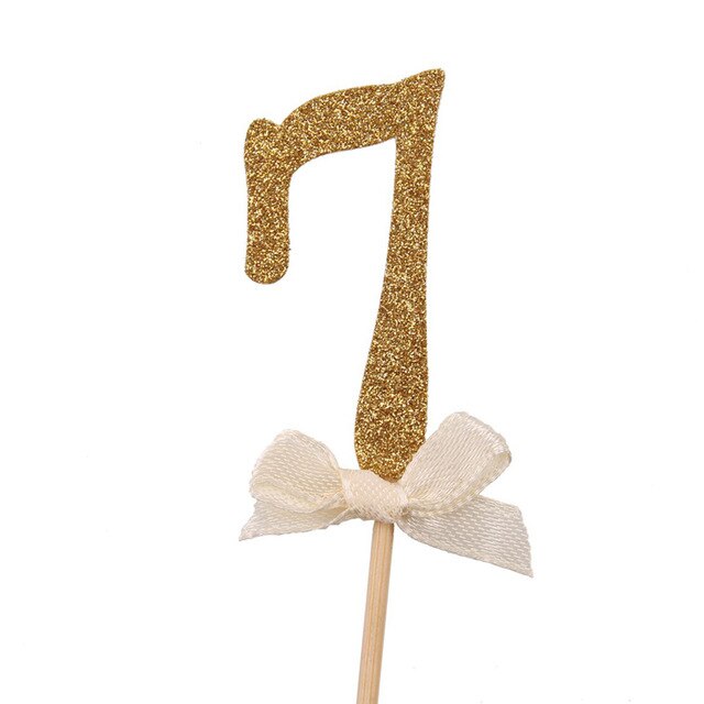 CMGBOBP 10 pcs Gold Glitter Cake Topper Number Cupcake Toppers Birthday Party Decorations Picks Baby Shower Kids Favors: 10pcs number 7