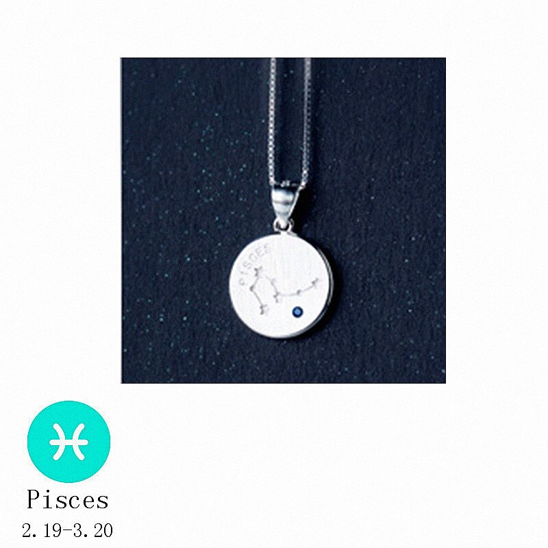 Inzatt 925 sterling sølv minimalistisk rund konstellation vedhæng halskæde til kvinder fine smykker choker box kæde fødselsdag: Fiskene
