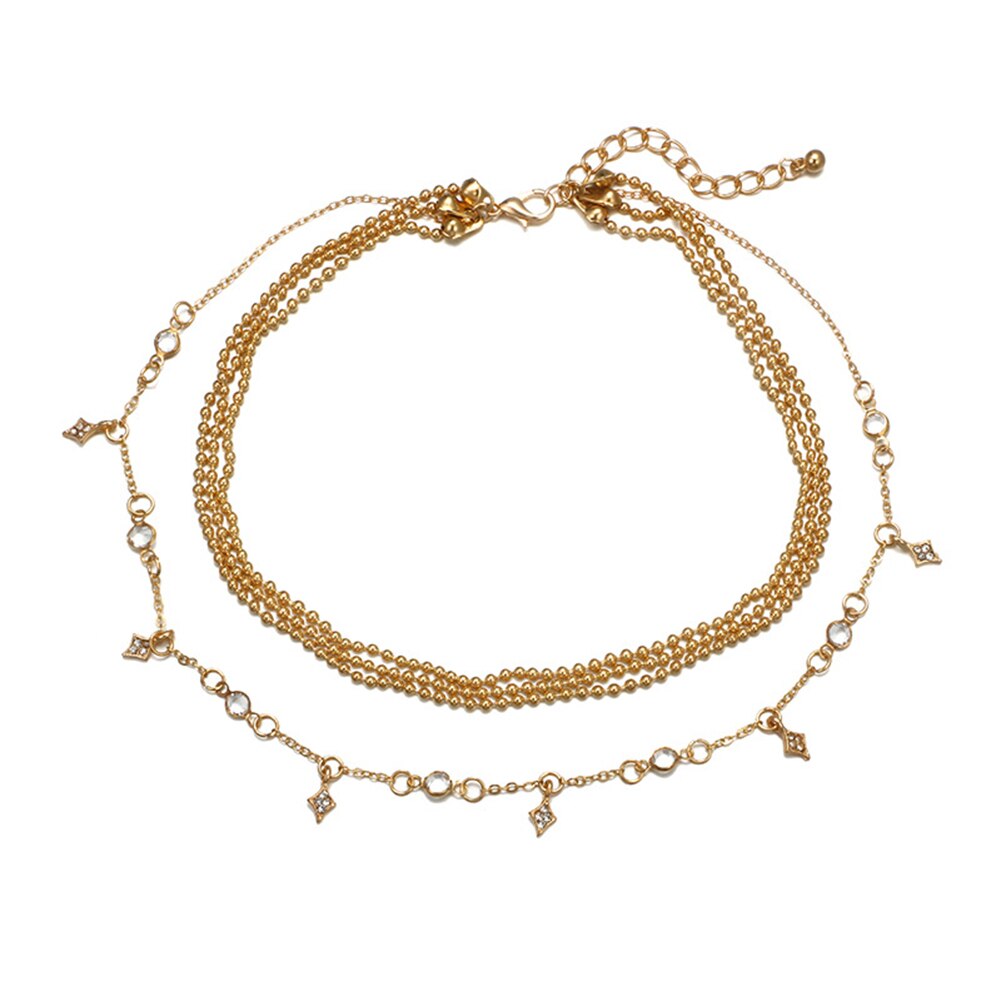 Collares con colgante multicapa bohemio para mujer, colgante de cristal chapado en oro , cadenas, de joyería, 1 ud.: Default Title