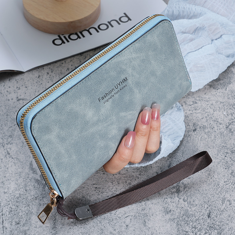 Ladies holding a long wallet Korean handbag multi-function card bag mobile phone bag coin purse female wallet: Blue