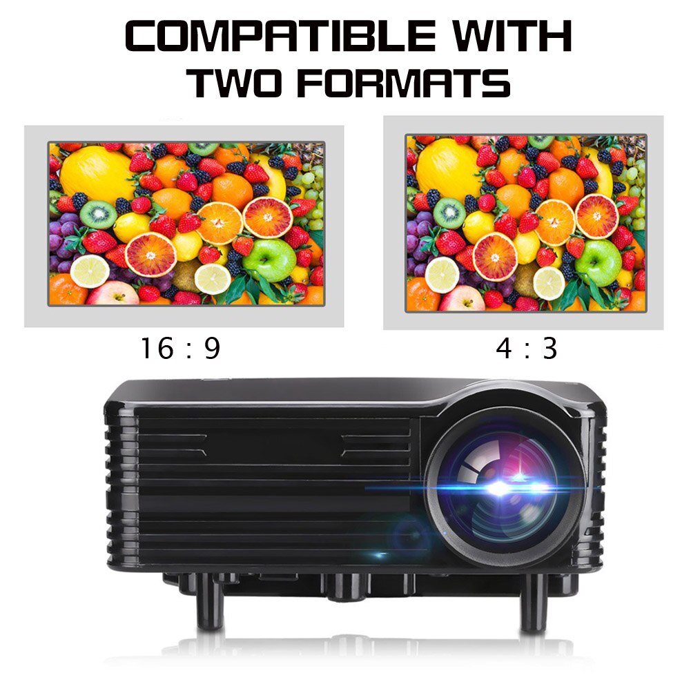 Mini Projector Portable LED HD 1080P 3D Video Home Theater Cinema Multimedia Supports PAL NTSC Portable Projector Home Media