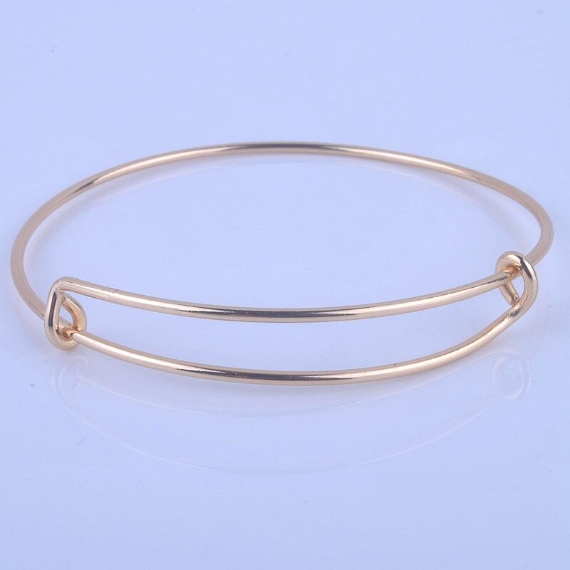 100pcs Metals Gold color Silver color DIY Bangle for Beads or Charms Adjustable Expandable Wire Bracelets Bangles: gold plated 2