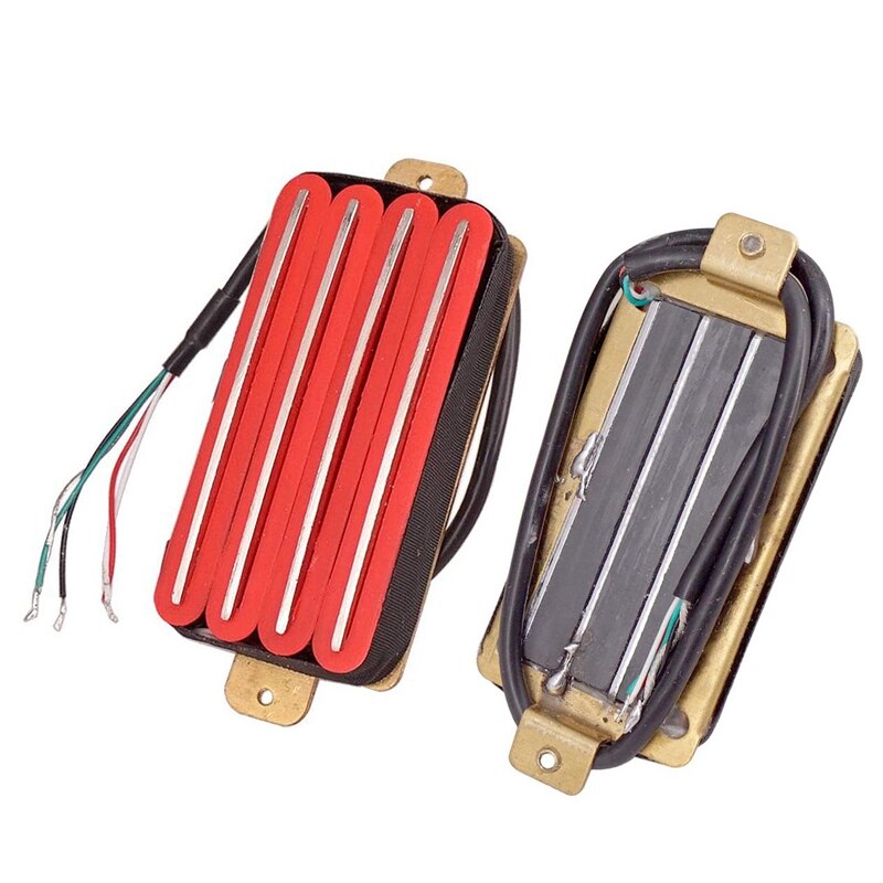 Finest Electric Guitar Dual Rail Pickups 4 Core Wire Copper Base Plate, Red