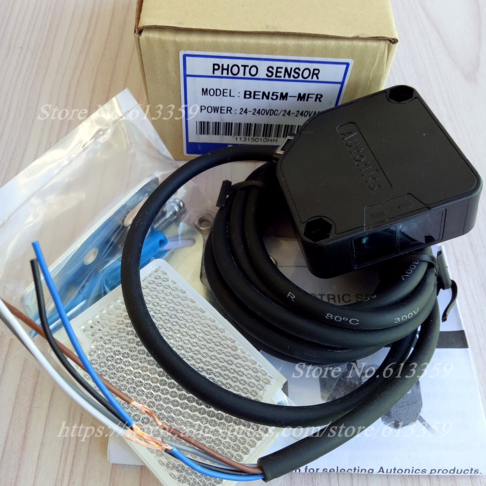 Ben 5m- mfr ac/dc autonics retroreflektiv fotoelektrisk bryter sensor sensing 5 meter reléutgang 100%  høy