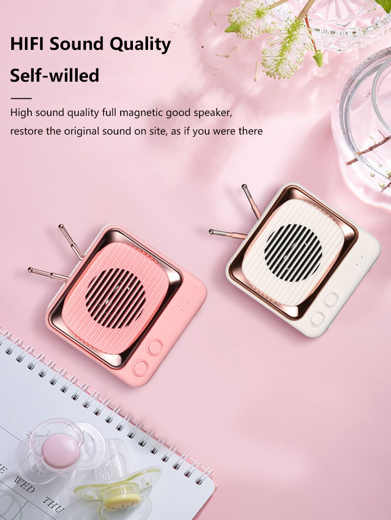Nuovo DW02 retrò Piccola TV mini Altoparlante Altoparlante del Bluetooth Senza Fili Della Carta di Subwoofer della Radio oratore Radio Portatil sono Fm Radio Ini Radio