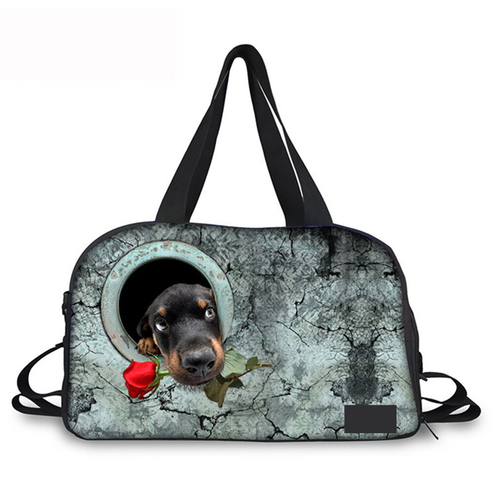 Diseños extravagantes 3D para perros con patrón de rosas impresas, bolsa de viaje de gran capacidad, informal, para equipaje de mano, de viaje, fin de semana: C0192T