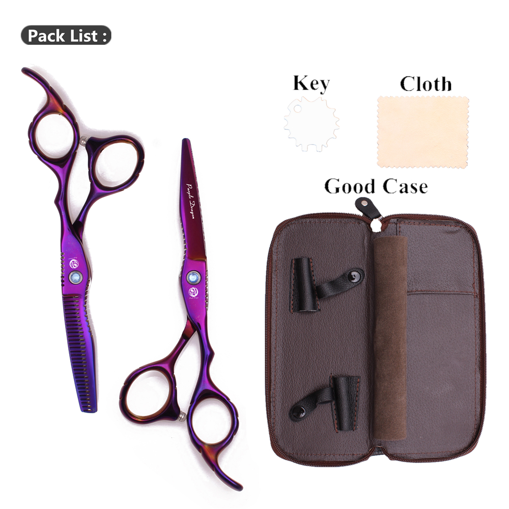 Purple Dragon 6" JP Steel Hairdresser Set Haircut Thinning Shears Hair Cutting Scissors Barber Scissors 1011# Gold: 1011 Zi D-6YY