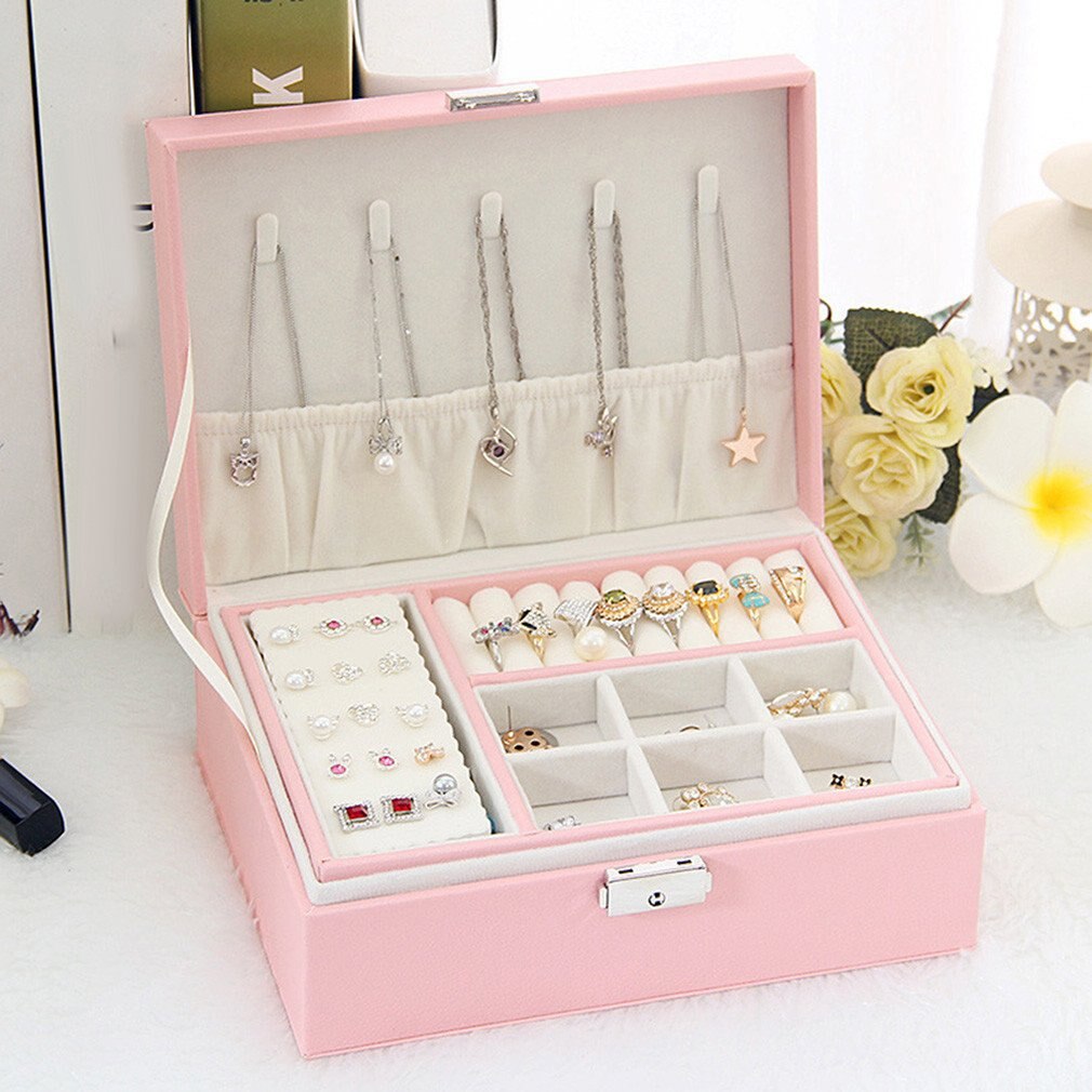 Exquisite Jewelry Box Women Leather Packaging Necklace Rings Earrings Bracelet Storage Organizer Display Boxes Case