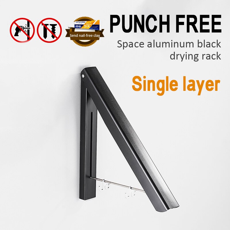 Drying Rack Bathroom Balcony Wall Hanging Clothes Rack Drying Racks Punch-free Space Aluminum Foldable Invisible Thickening: 04