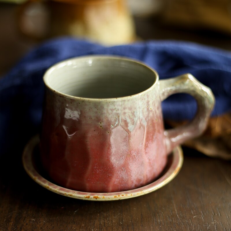 Coarse Pottery Coffee Cup Vintage Handmade Coffee Drinkware Cup Milk Tea Cup Mug Drinking WY80112: C