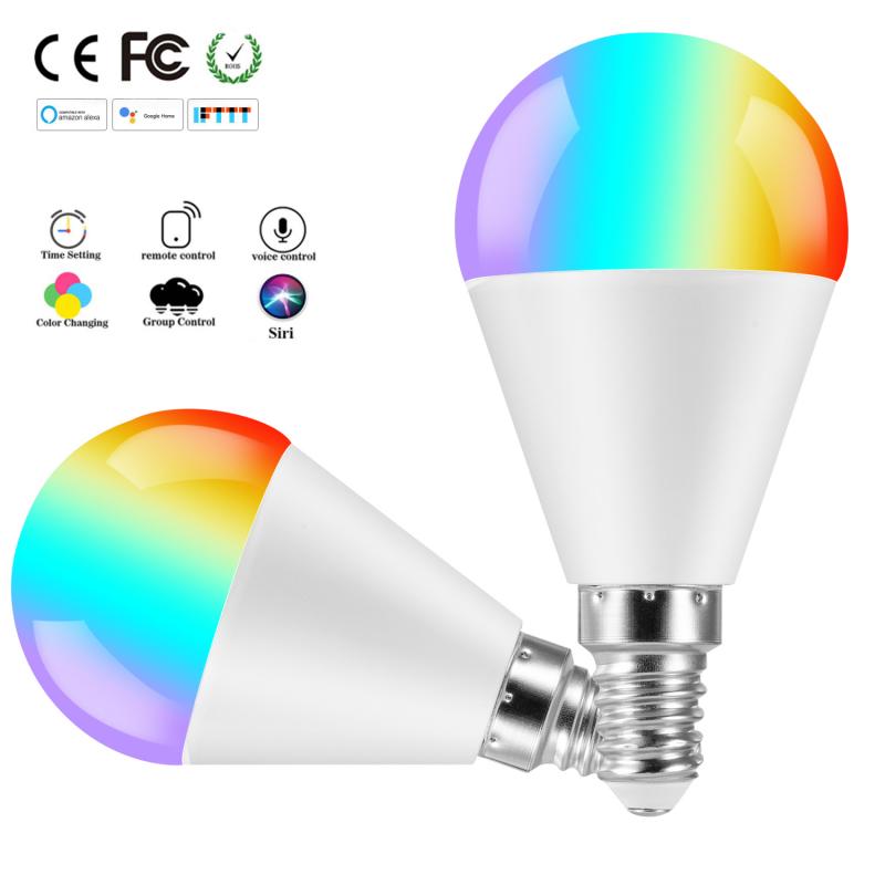 Luz LED inteligente con Control por voz, lámpara de ahorro de energía RGB E27/B22/E14, Bombilla inteligente multitono, ahorro de energía