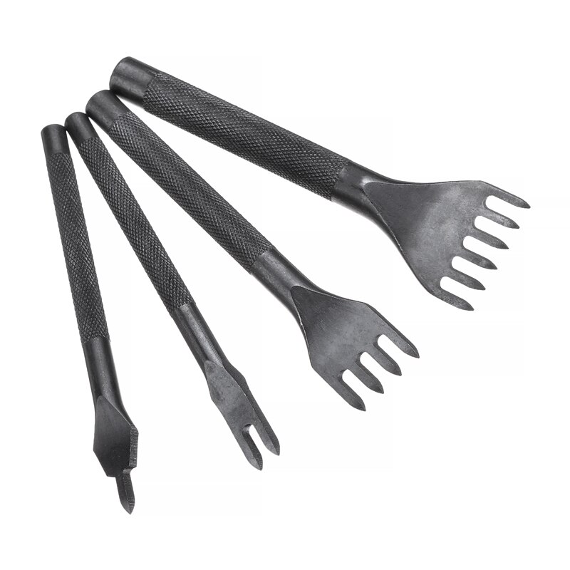 DIY Leather Hole Punching Tool Black Steel Punches 3/4/5mm Leather Drilling Chisel Hole Punch Splicing Craft Tool Supplies 4pcs