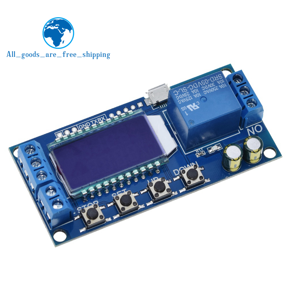 6-30V Micro Usb Digitale Lcd Display Tijdrelais Module Controle Tijdschakelaar Trigger Cyclus Module XY-LJ02