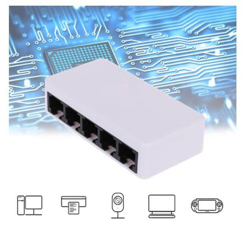 5 Ports Fast Ethernet RJ45 10/100Mbps Network Switch Switcher Hub Desktop laptop,Portable Travel Lan Hub power by Micro USB