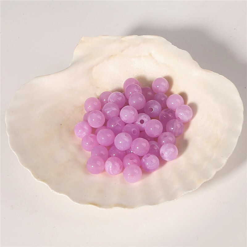 100pcs 6mm Acrylic Clouds Beads Effect Round BEADS Spacer Loose Beads For Jewelry Making Accessories DIY Bracelet Necklace: Light Purple