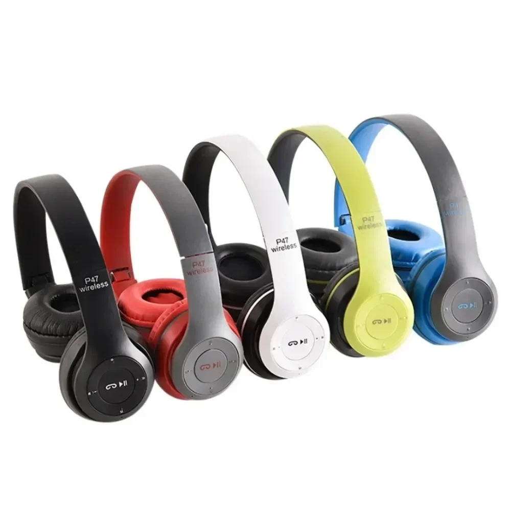 P47 auriculares inalámbricos bluetooth con micrófono auriculares con cancelación de ruido auriculares de sonido estéreo auriculares deportivos para juegos compatibles con PC