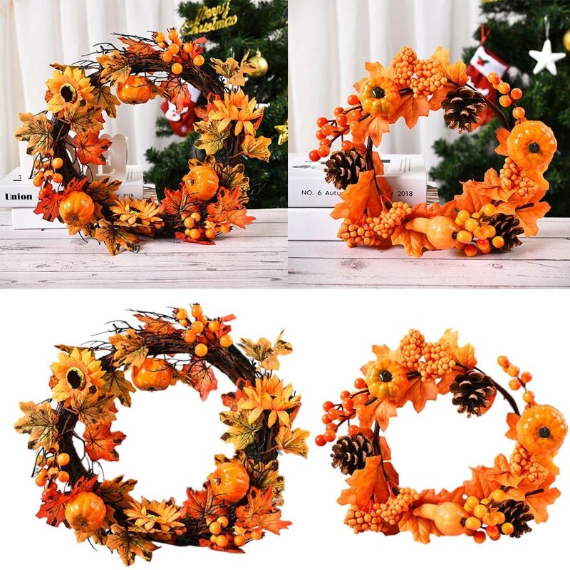 35/40cm halloween herfst thanksgiving pompoen esdoornblad krans muur deur raam 77ud
