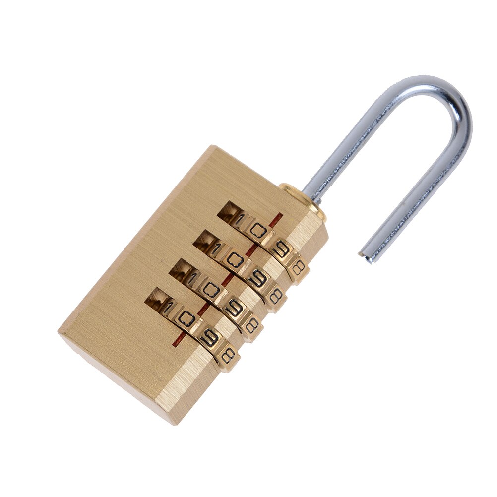 Cadeado com senha para trava, mini, de bronze, 4 dígitos, bloqueio de código, combinação, redefinição de cadeado, bolsa para viagem, porta 6cm x 2cm x 1cm, 1 peça
