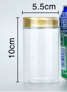 20 PCS Sugar Cane Bottles Plastic Container Golden Lid Transparent Packaging Food Jar Cereal Dispenser Kitchen: 200ML 20pcs