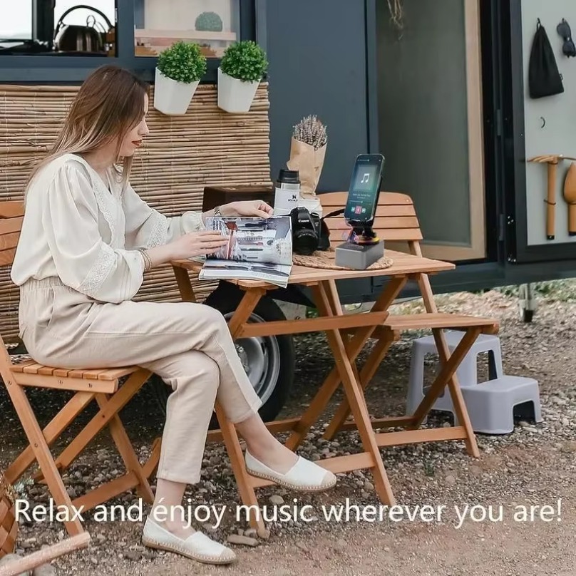 Altavoz Bluetooth inalámbrico 5 en 1, soporte para teléfono móvil de escritorio, Banco de energía portátil, carga para cocina, viajes, fiestas, gimnasio al aire libre