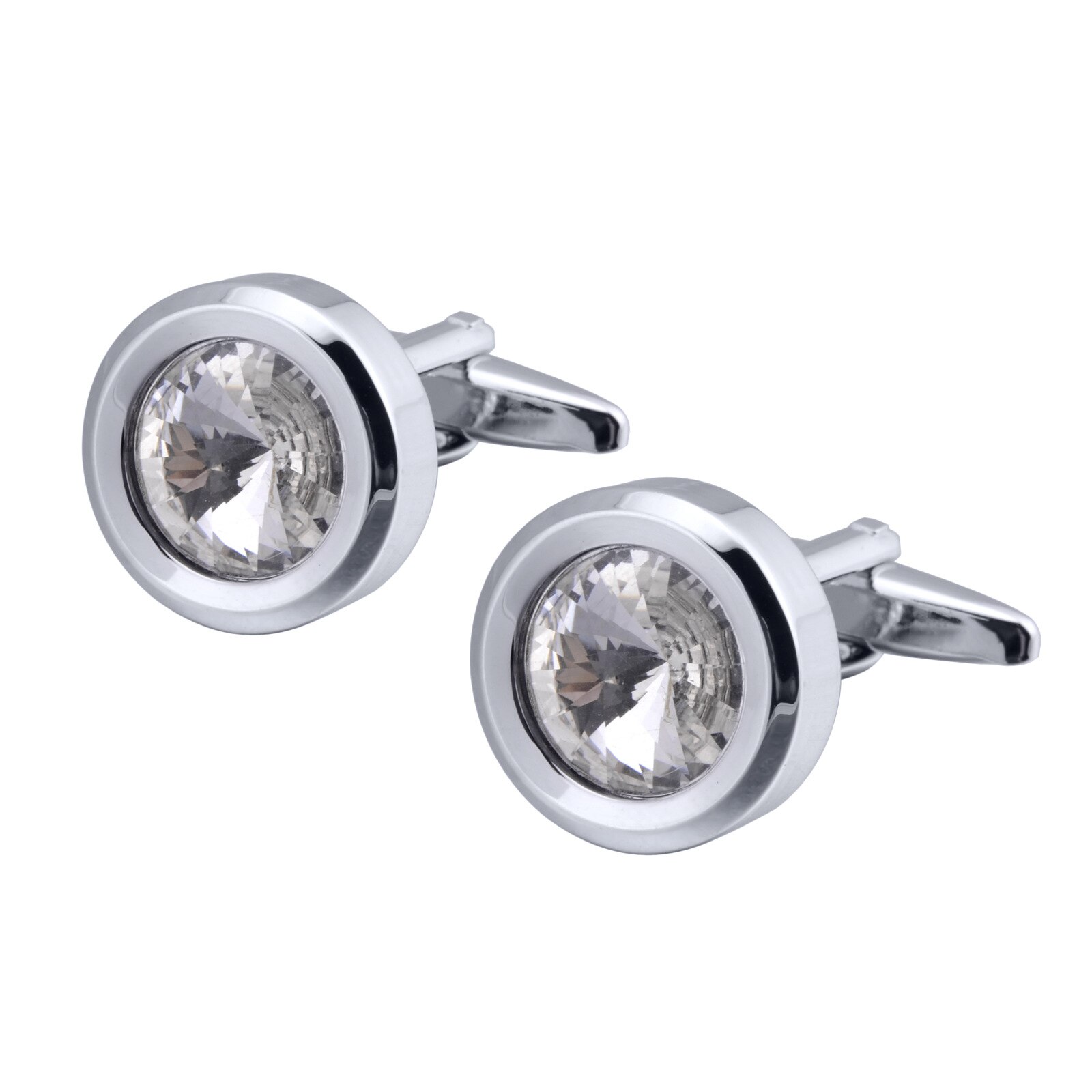 Novo Luxo Metal Cristal Rodada Abotoaduras para a Camisa Dos Homens Roupas de Casamento Cuff Link Abotoaduras Moda de Alta Qualidade Jóias: white