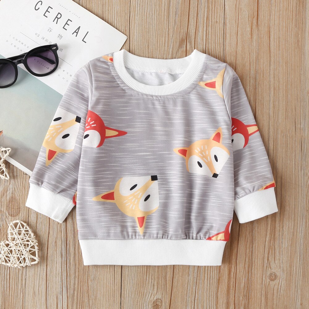 Jongens En Meisjes Sweatshirts Baby Kids Cartoon Vos Afdrukken Kleding Peuter Kinderen Vest Gebreide Katoenen Trui Voor Meisjes