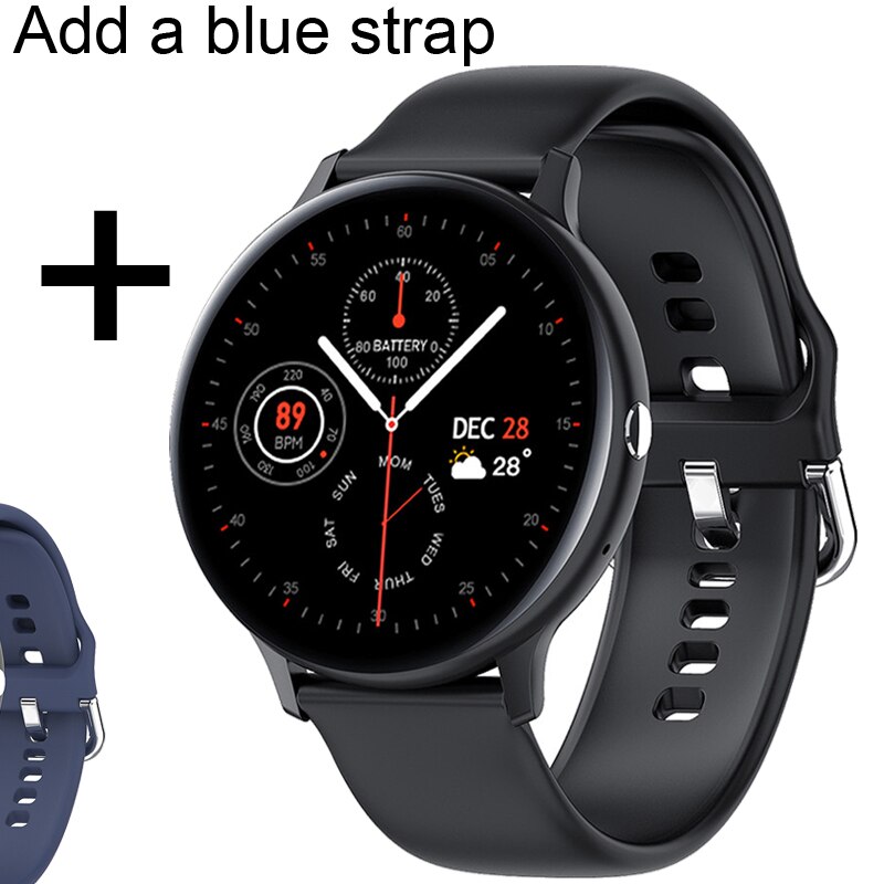 Smart Horloge Mannen Bluetooth Call Spelen Muziek Fitness Armband Smartwatch Vrouwen IP67 Full Touch Sport Digitale Horloge Voor Android Ios: Add blue strap