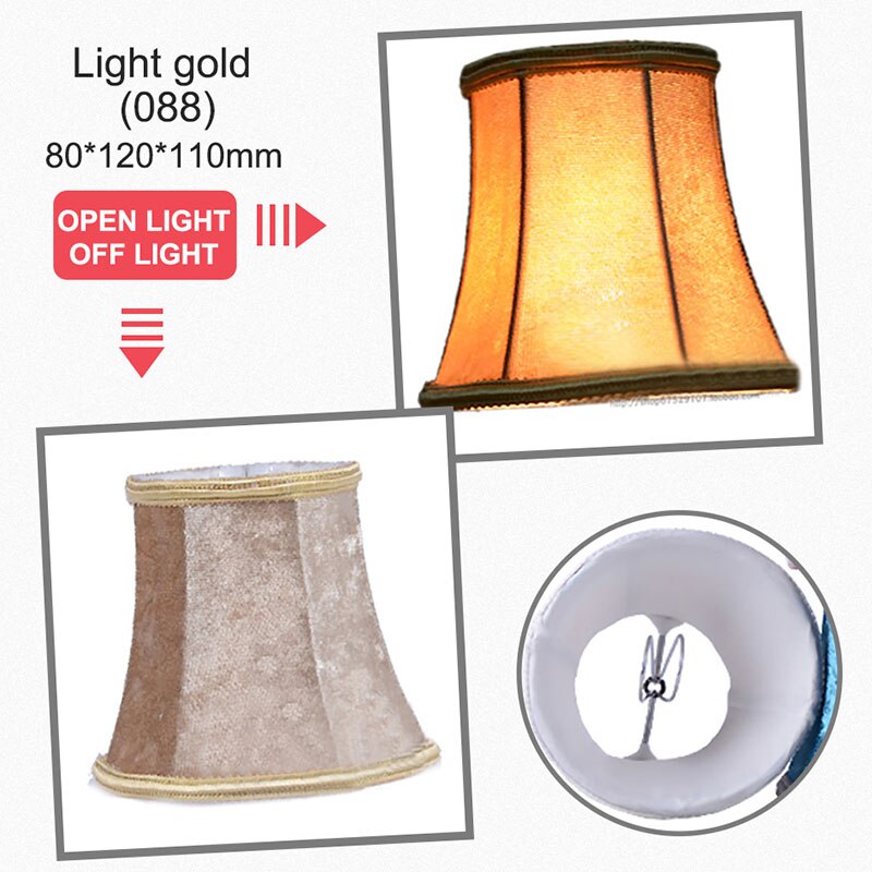 Art déco Lint abat-jour Style nordique lampe couverture pour E14 cristal lustre bougie lampe abat-jour pour chambre salon: Light gold