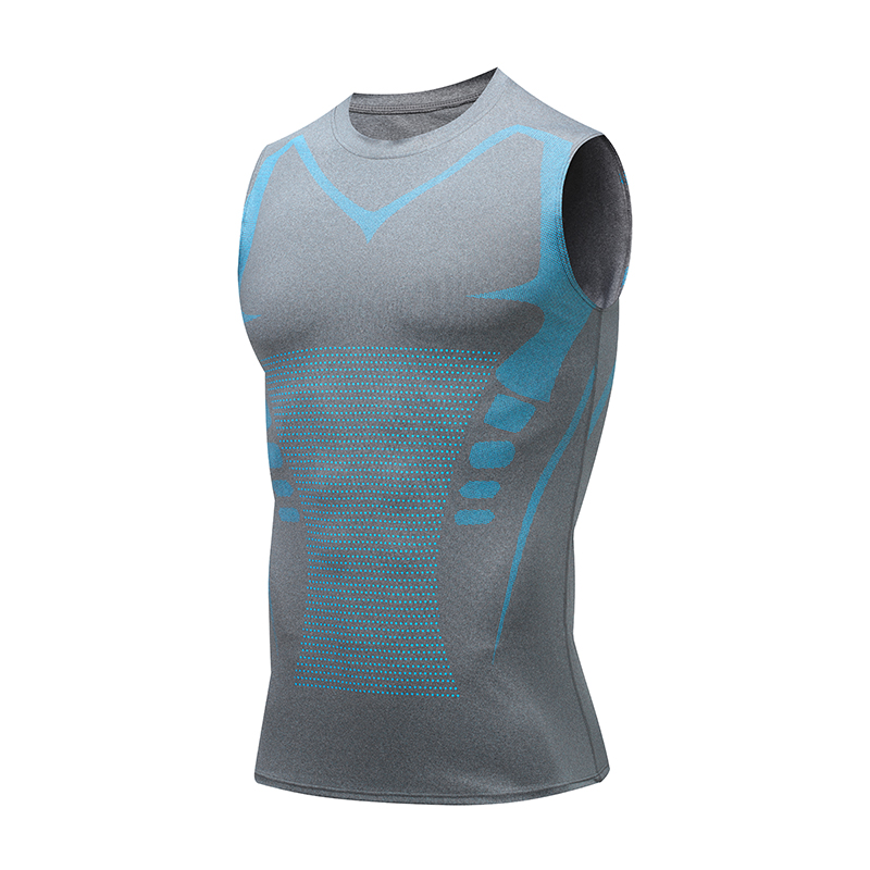 Compression Tank Top Men Gym Shirt Sleeveless Quick Dry Printing Sportswear Male Fitness Bodybuilding Vest Workout Muscle Top: 5XL / GRAY