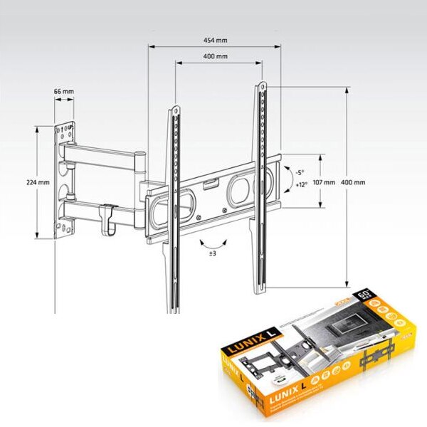 Supporto TV con Braccio Axil 0592E 26"-60" 30 Kg Nero