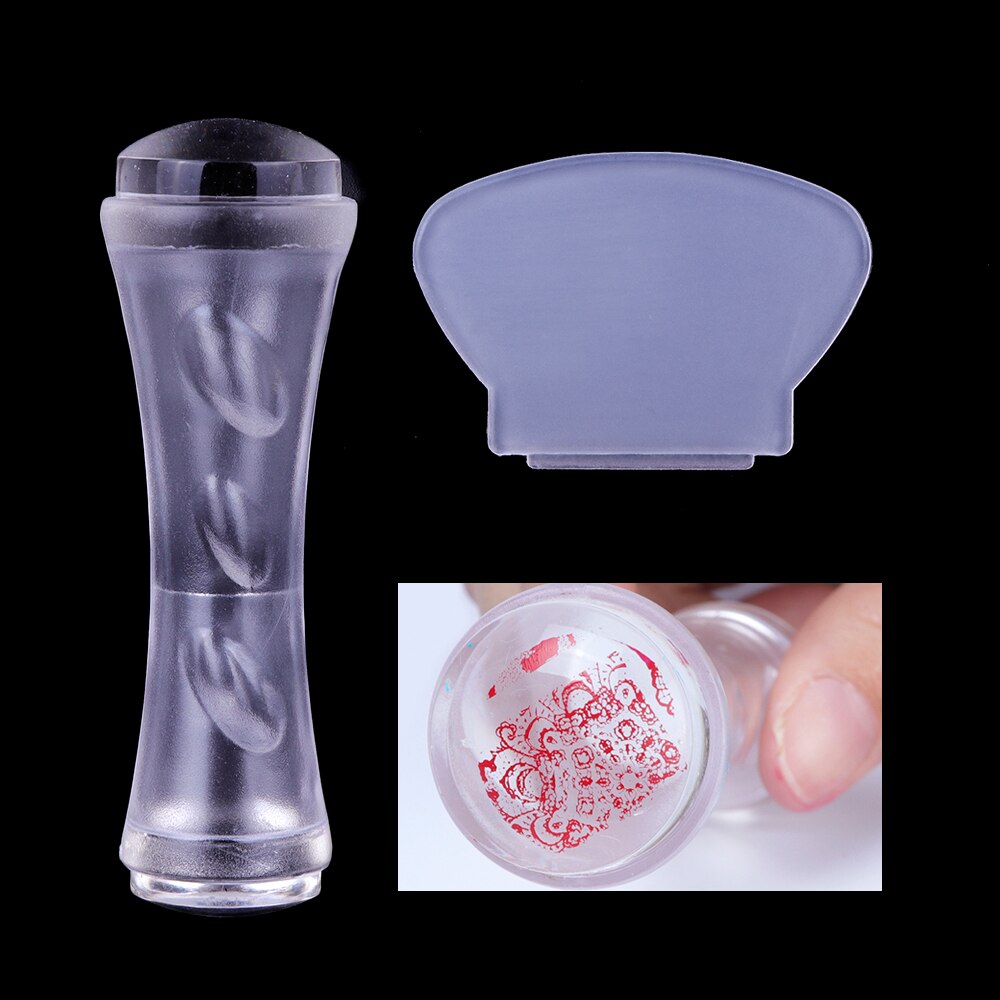Silicone Nail Stamper Soft Jelly Clear Nail Stamp Scraper Set French Stamping Plates Model Manicure Stencils Tools GL1031: 672