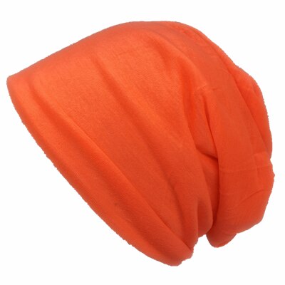 Frühling Frauen Männer unisex Gestrickte Winter Kappe lässig Mützen Einfarbig Hüfte-hüpfen schnappen schlapp Skullies Motorhaube Mütze Hütte gorro: Orange
