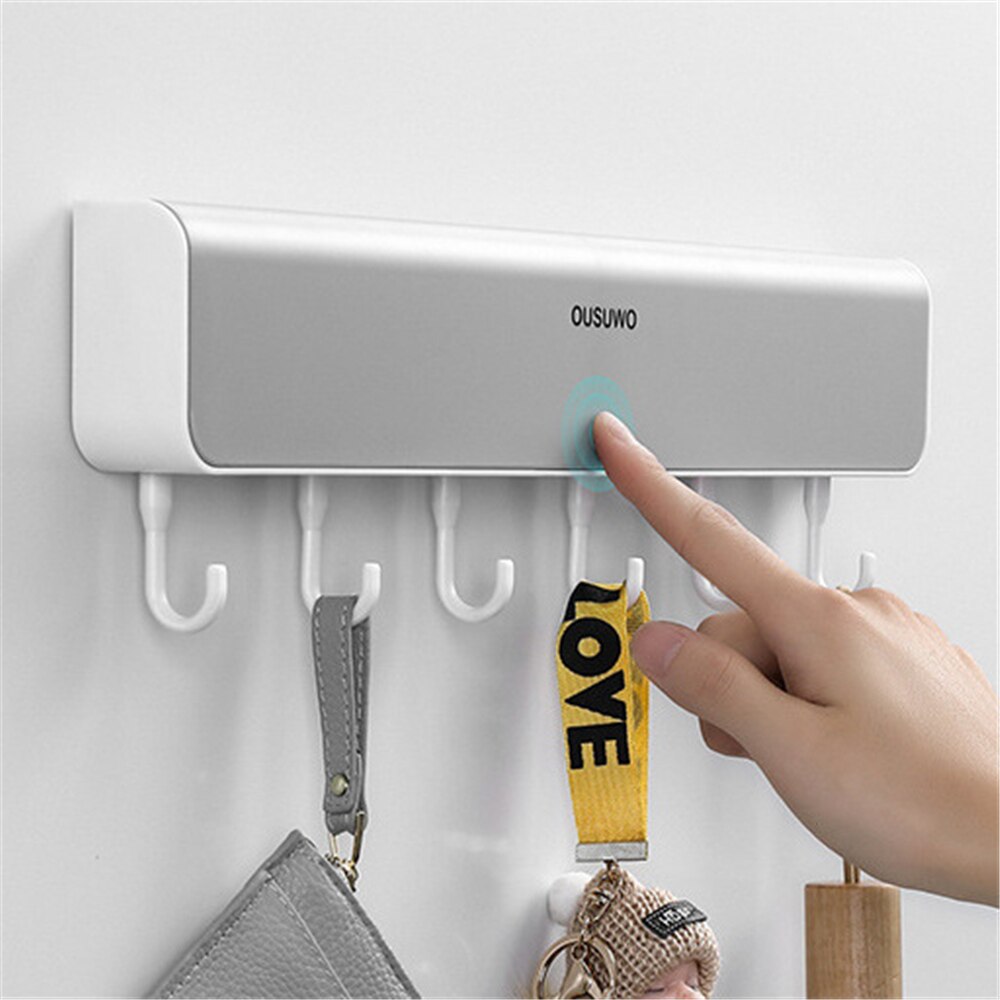 Free Punch Storage Rack Shelf with Hook Coat Wall Hanger Key Coin Storage Box Clothes Organizer Hanger for Bathroom Accessories