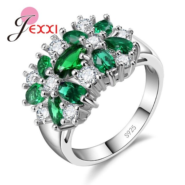 925 Sterling Silber Frauen, Verlobung, Hochzeit Ringe Mit Farbenfrohes Shinny CZ Cubic Für Damen: 9 / Green