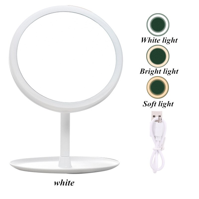 Con espejo de maquillaje ligero Led, lámpara de tocador de belleza Led para espejo de tocador espejo cosmético de atenuación táctil: White-3 lamp