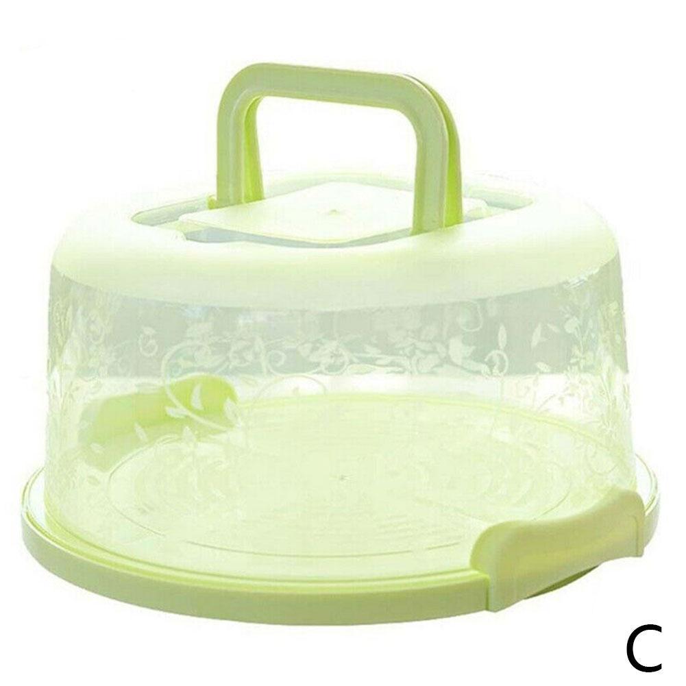 Portable Cake Storage Box Round Birthday Wedding Kitchen Dessert Cake Box Holder Baking Storage Cupcake Fruit Container R4Z8: Light Green