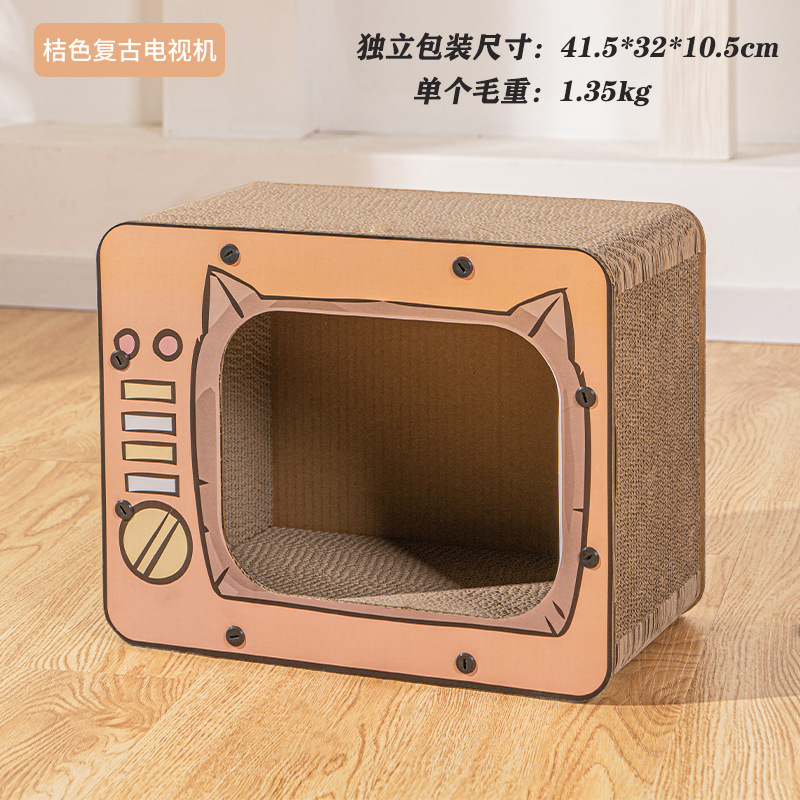 TV Cat Scratching Board Cat House Wearable Scratch Resistant Cat House Indoor for Cats: Yellow