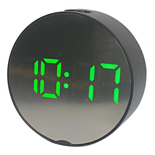 Smart Digitale Wekker Led Night Kids Slaapkamer Mini Draagbare Ronde Ovale Digitale Display Wekker Nachtlampje Make-Up Spiegel: Black Green Round