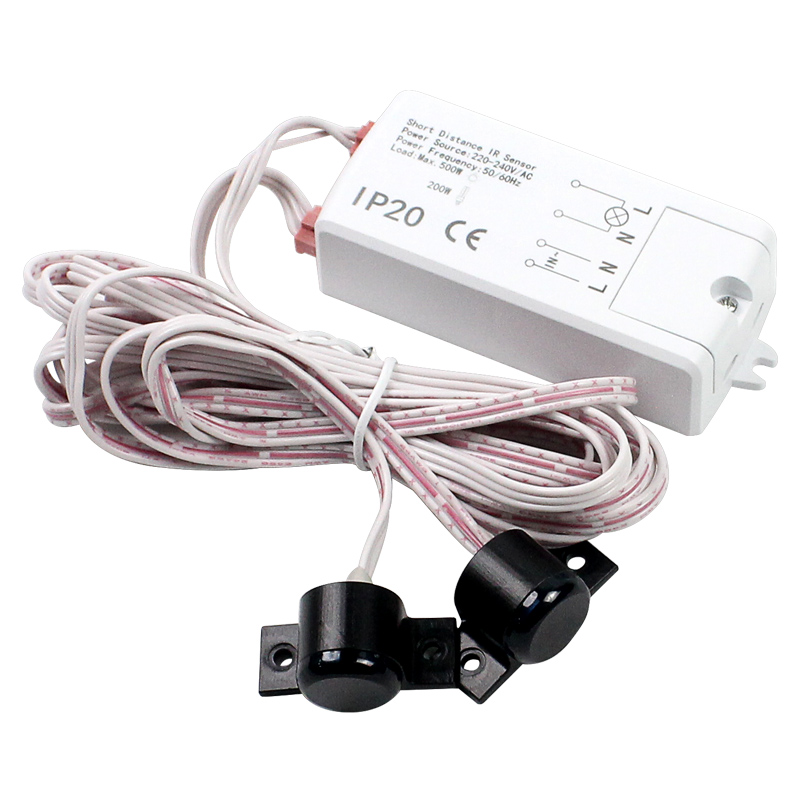AC220V dual cabinet door sensor switch, door opening trigger, cabinet wardrobe drawer LED light controller with motion function: black