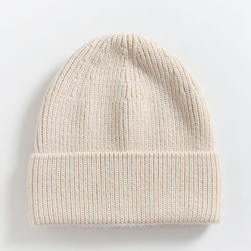 Børnehuer ensfarvet vinterhue unisex hue hue til piger kaninhår småbørn bløde strikkede huer børnehue: Beige