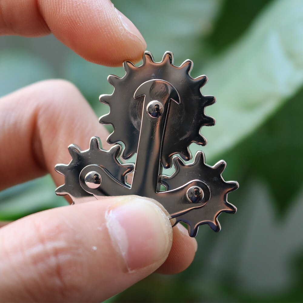 Rotating Stainless Steel Gear Spinner Necklace/ Keychain Hand Fidget Gear Autism/ADHD/Anxiety Anti Stress Toy