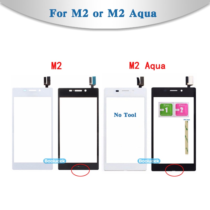 4.8 " voor sony xperia  m2 s50h d2302 d2303 d2305 d2306 en  m2 aqua  d2403 touchscreen digitizer sensor buitenste glazen lenspaneel
