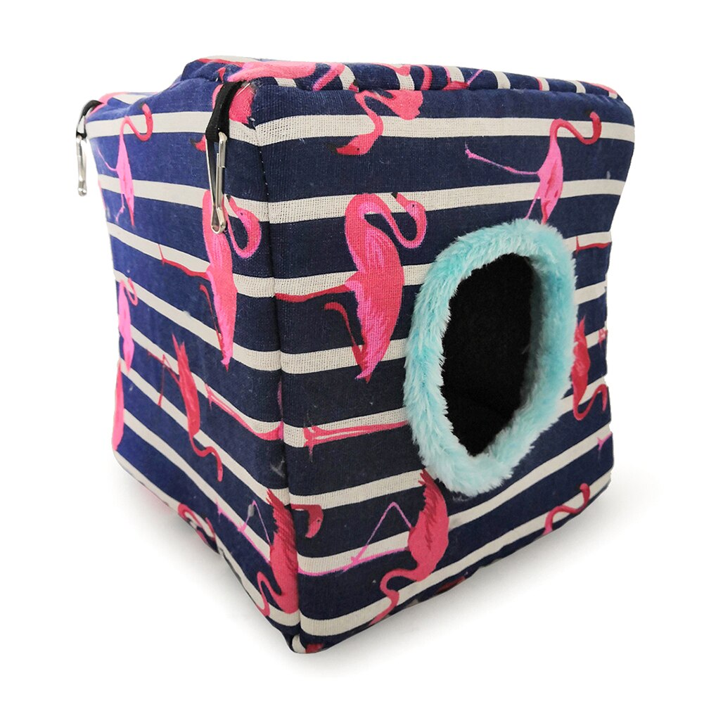 Hamaca colgante de invierno para mascota, pájaro, loro, flamenco, ciervo, Sika, pequeña esponja cuadrada, para las cuatro estaciones: Flamingo / XXL