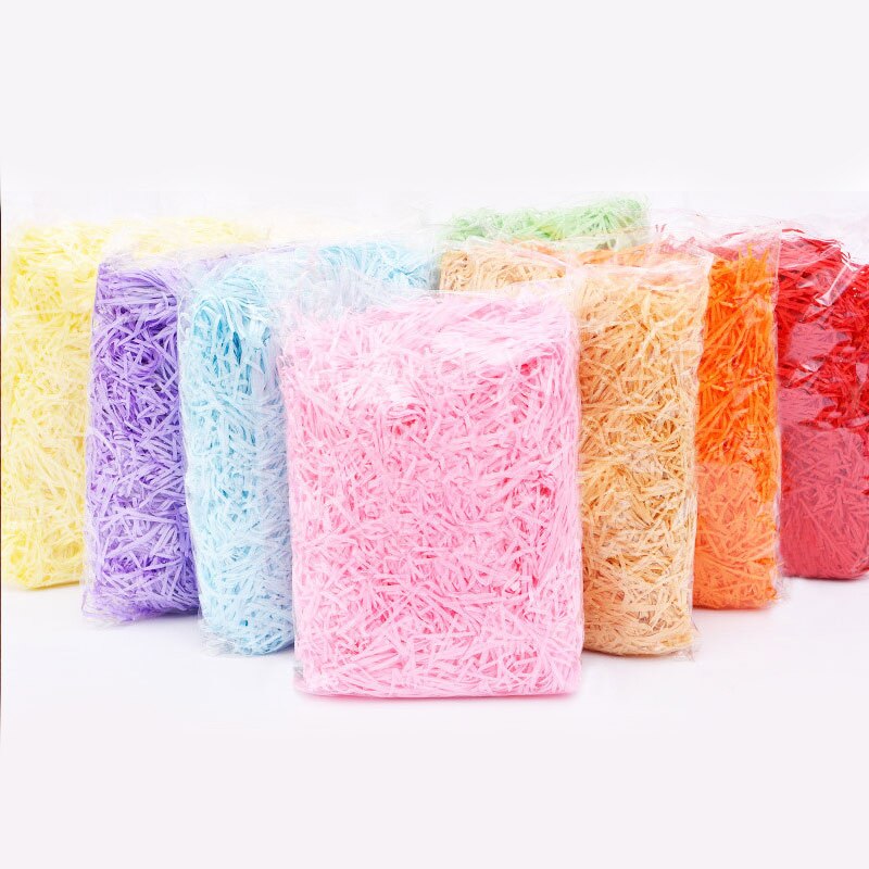 10g farverige strimlet krøllet papir raffia slikkasser gør-det-selv-boks fyldmateriale væv festemballage fyldstofindretning