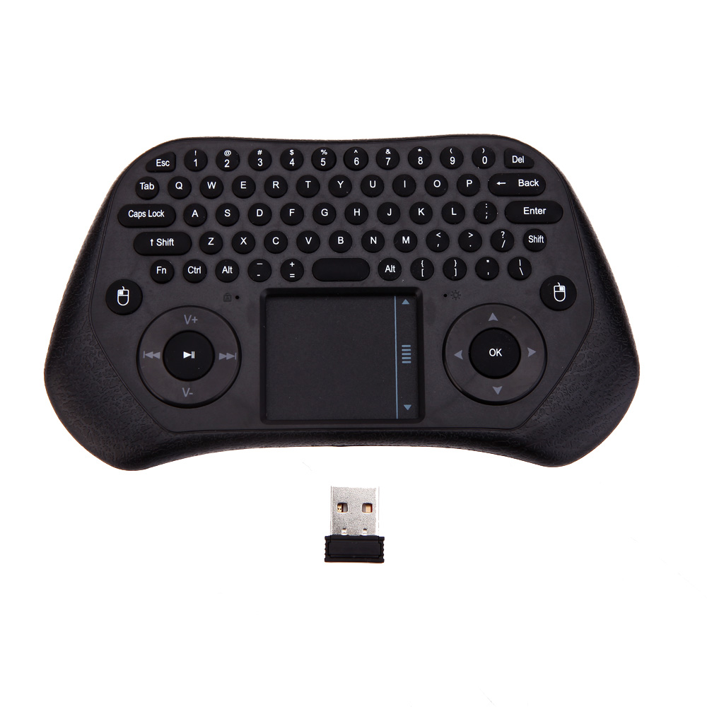 Ultra Mini QWERTY 79 Key Tochpad Remote Control 2.4GHz Wireless Keyboard Air Smart Mouse Mice with USB Receiver for TVbox Laptop