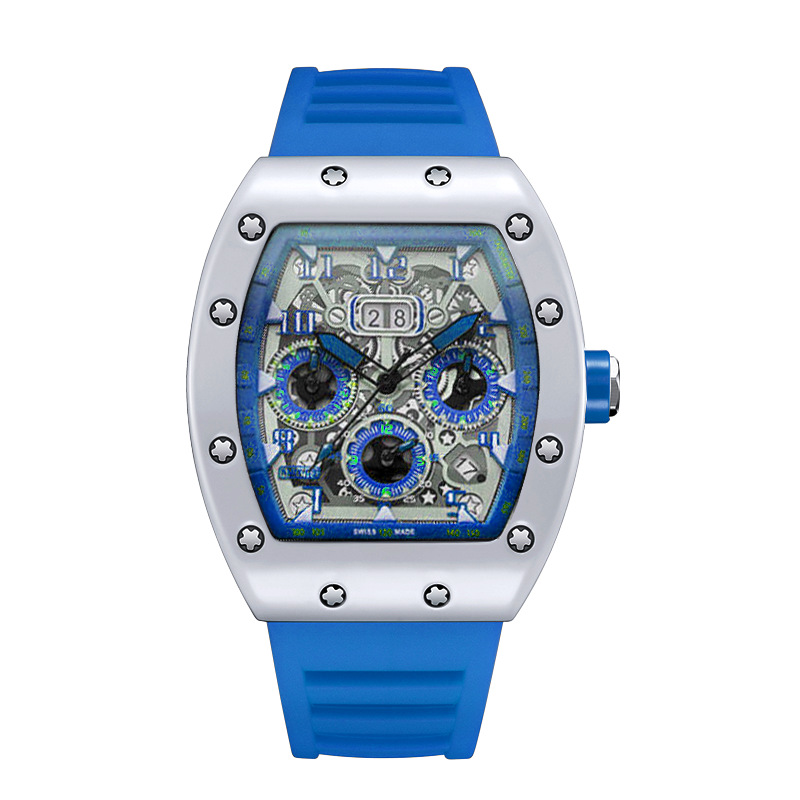Reloj de pulsera de cuarzo de lujo para hombre, hueco, tendencia, ninguna máquina, reloj automático de cuarzo hueco luminoso resistente al agua para hombre: Verde