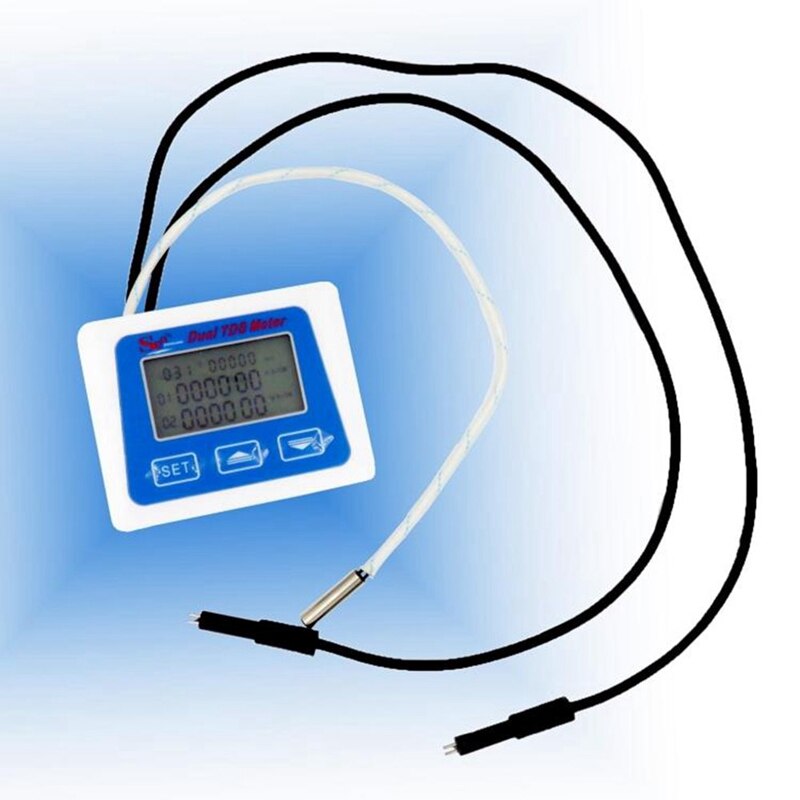 Dual Probe Digital TDS Meter Online Test Conductivity Water Tester Monitor Temperature Time Display